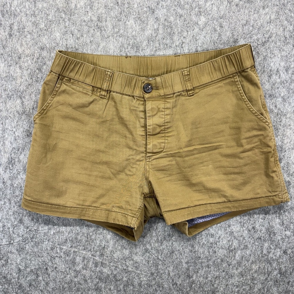 Woof Shorts Men's Medium Tan Brown Commando Mesh Lined 3" Inseam Freeball